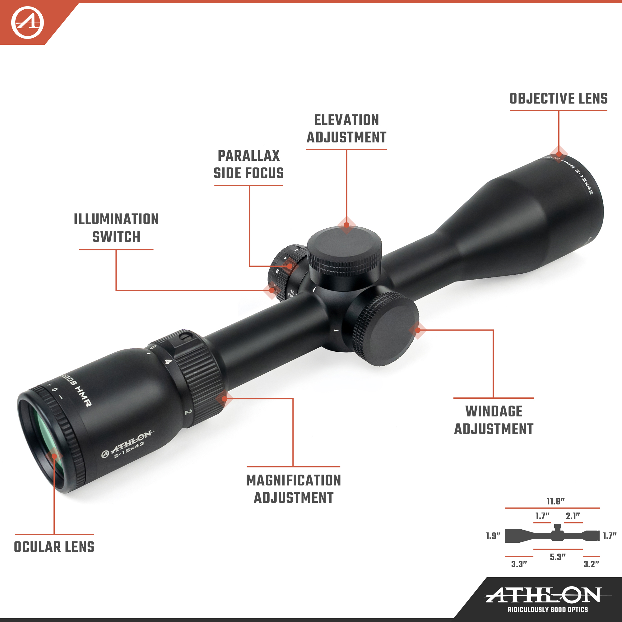 Argos HMR 2-12x42 BDC 600A SFP IR MOA Reticle - riflescopes