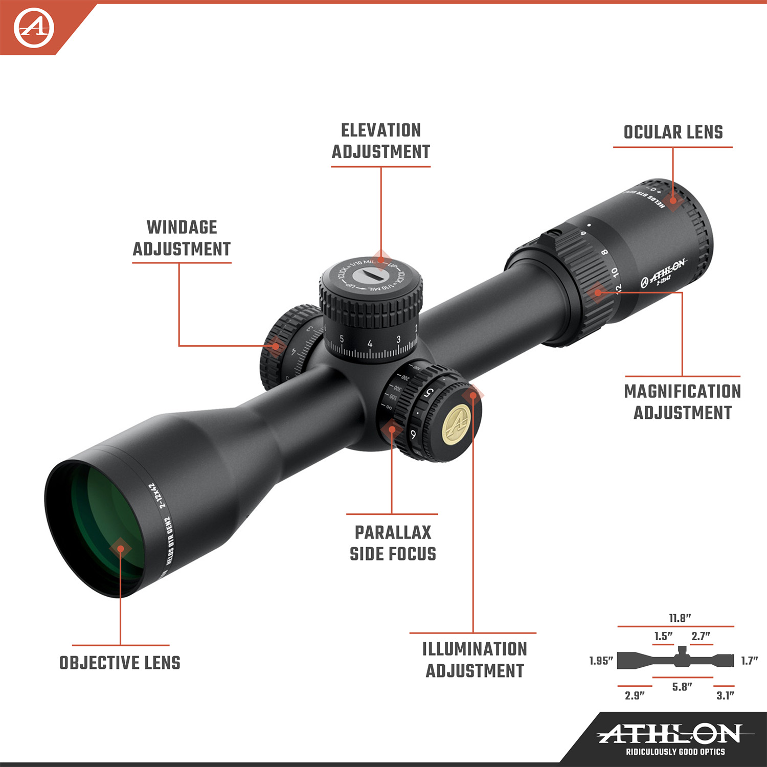 Helos BTR GEN2 2-12x42 AHMR2 FFP IR MIL Reticle - riflescopes