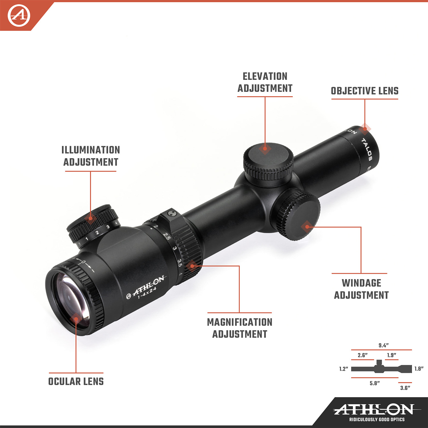 Talos BTR GEN2 1-4x24 AHSR14 SFP IR MIL Reticle - riflescopes