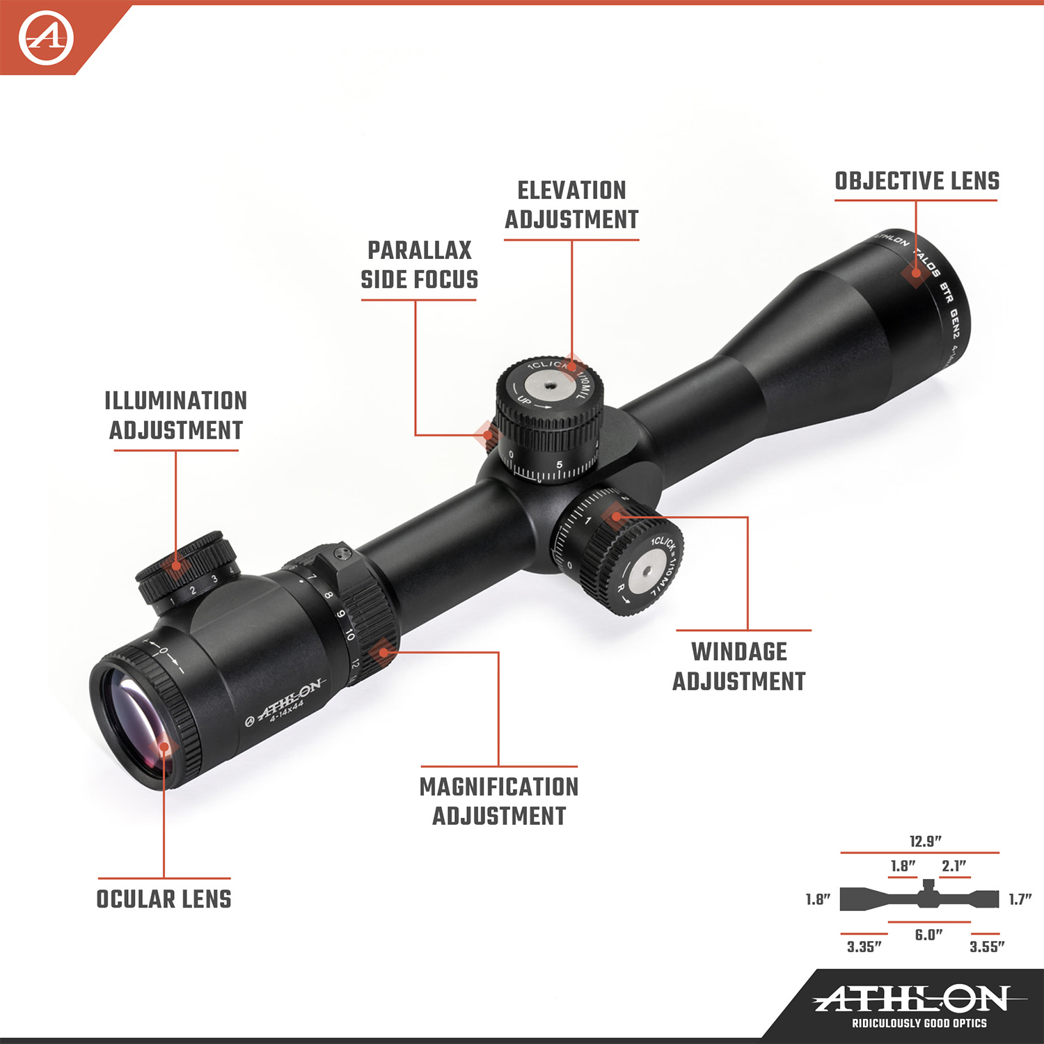 Talos BTR GEN2 4-14x44 APLR2 FFP IR MIL Reticle - riflescopes