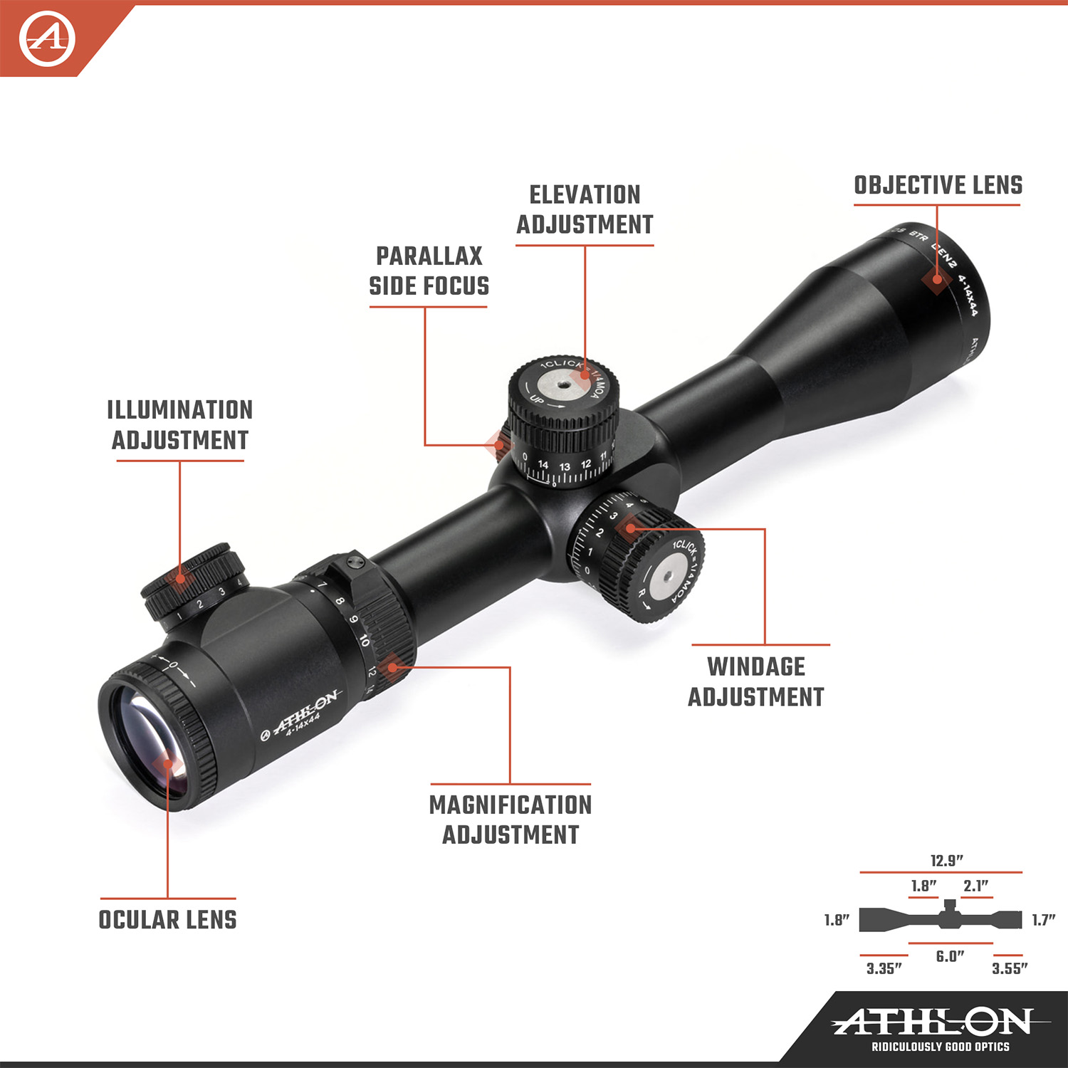 Talos BTR GEN2 4-14x44 APLR10 FFP IR MOA Reticle - riflescopes