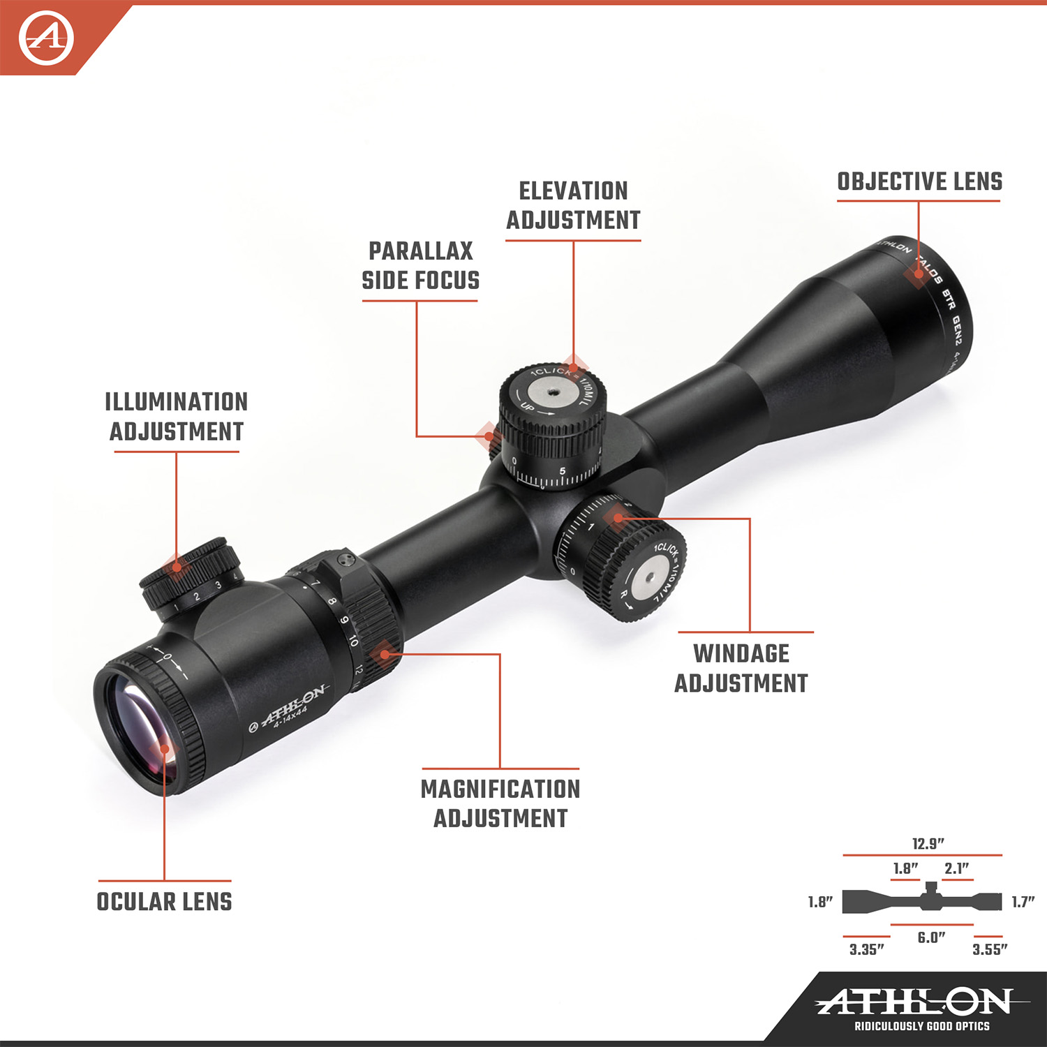 Talos BTR GEN2 4-14x44 APRS10 FFP IR MIL Reticle - riflescopes